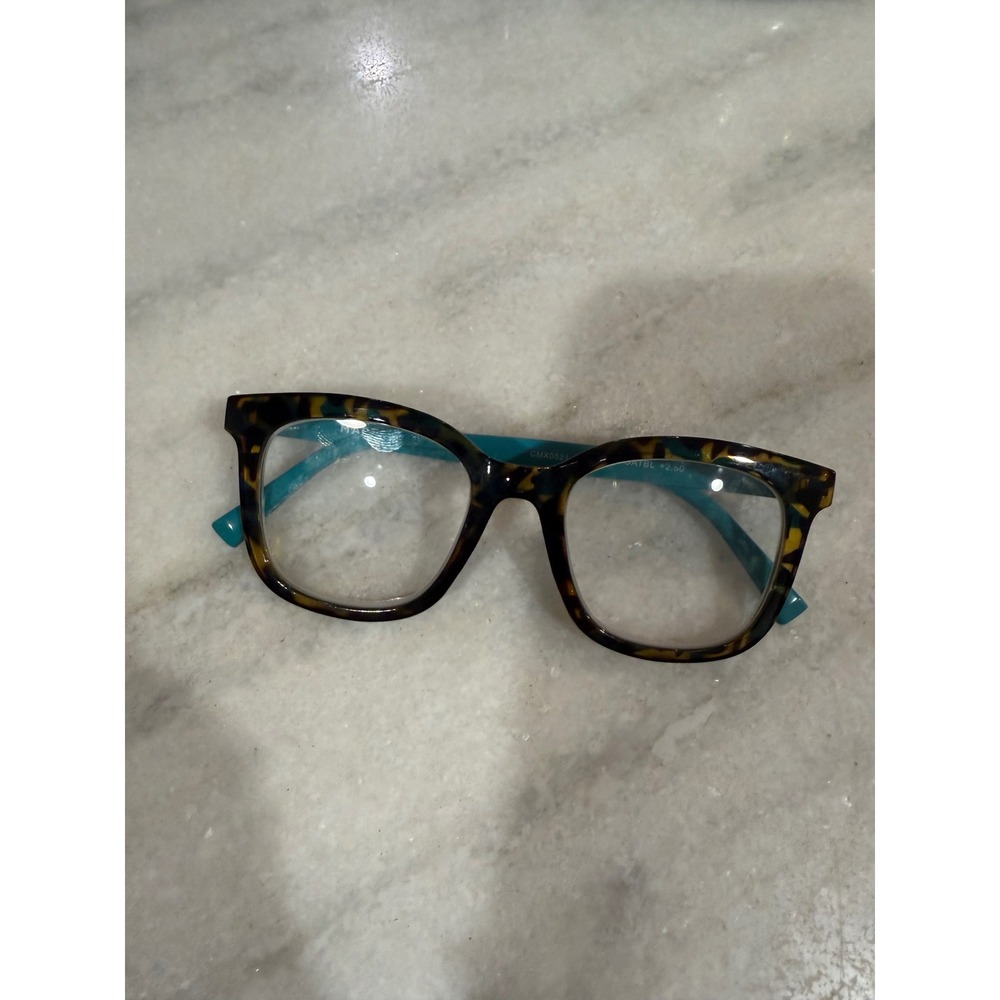 Martha Stewart Tortoise Teal Reading Glasses +2.50 MX166D OATBL Square Frame